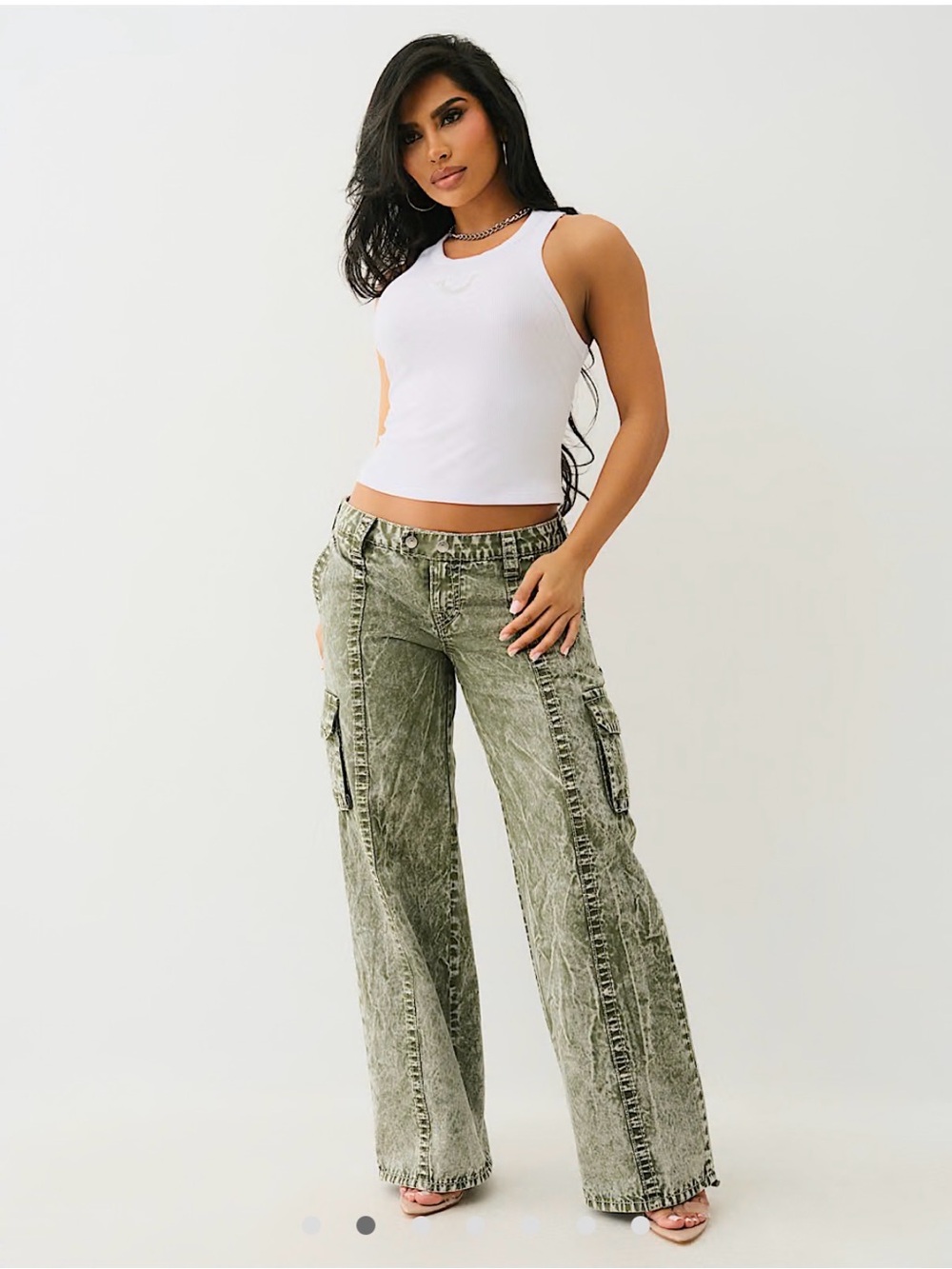 True Religion Bobbi Low Rise Big T Relaxed Cargo Pant